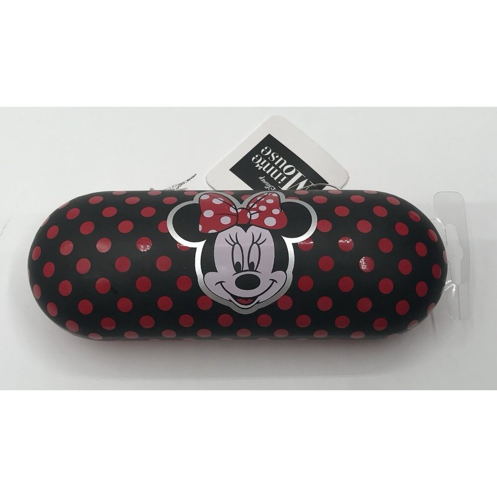 Disney Minnie Mouse Eyeglass Eyewear Hard Clam Shell Case Polka Dots Red Black